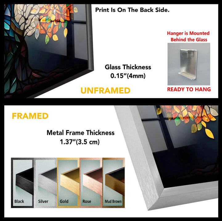 Stained Glass Tree of Life Wall Art – Multicolor Glass Print for Spiritual and Nature-Inspired Decor - MyPhotoStation