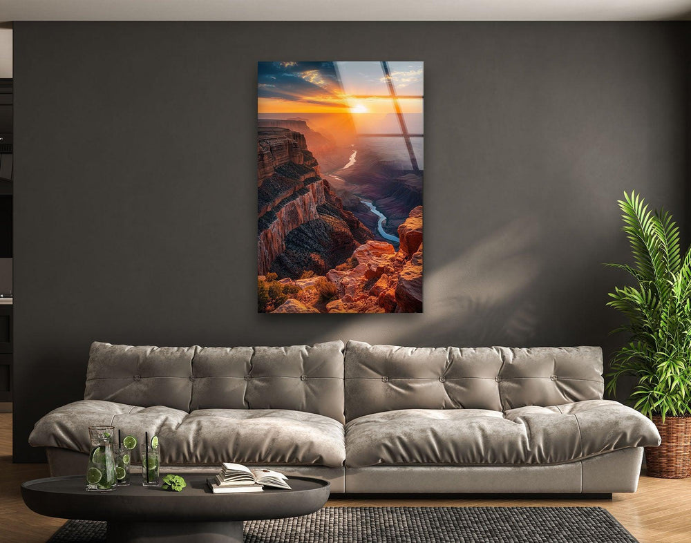 Majestic landscape wall art capturing the golden glow of the Grand Canyon.