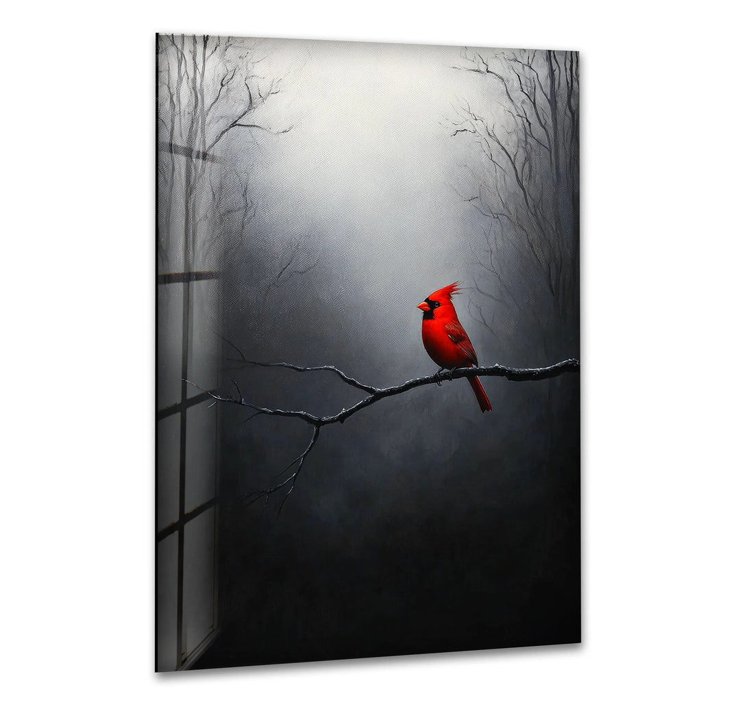 Lonely Red Goldfinch Glass Wall Art art glass wall art, glass wall art pictures