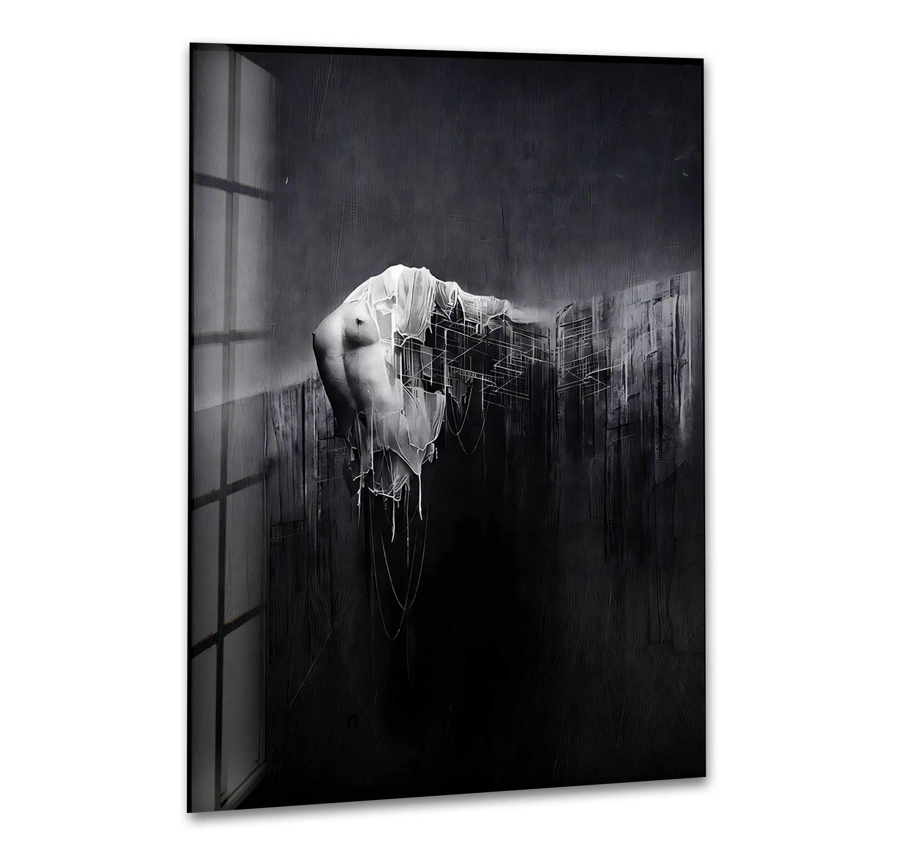 Glass wall art featuring captivating erotic paintings and nude designs