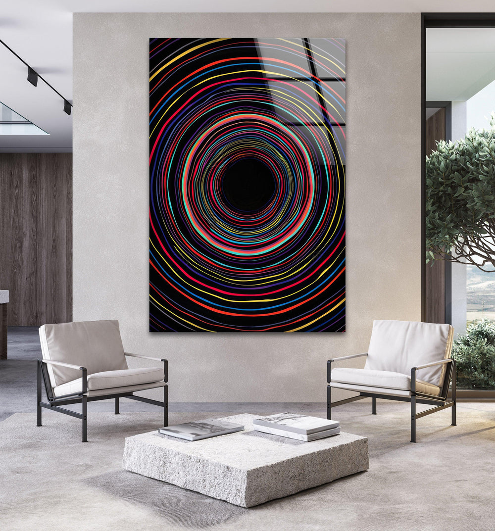 Colorful Line Circles Tempered Glass Wall Art - MyPhotoStation
