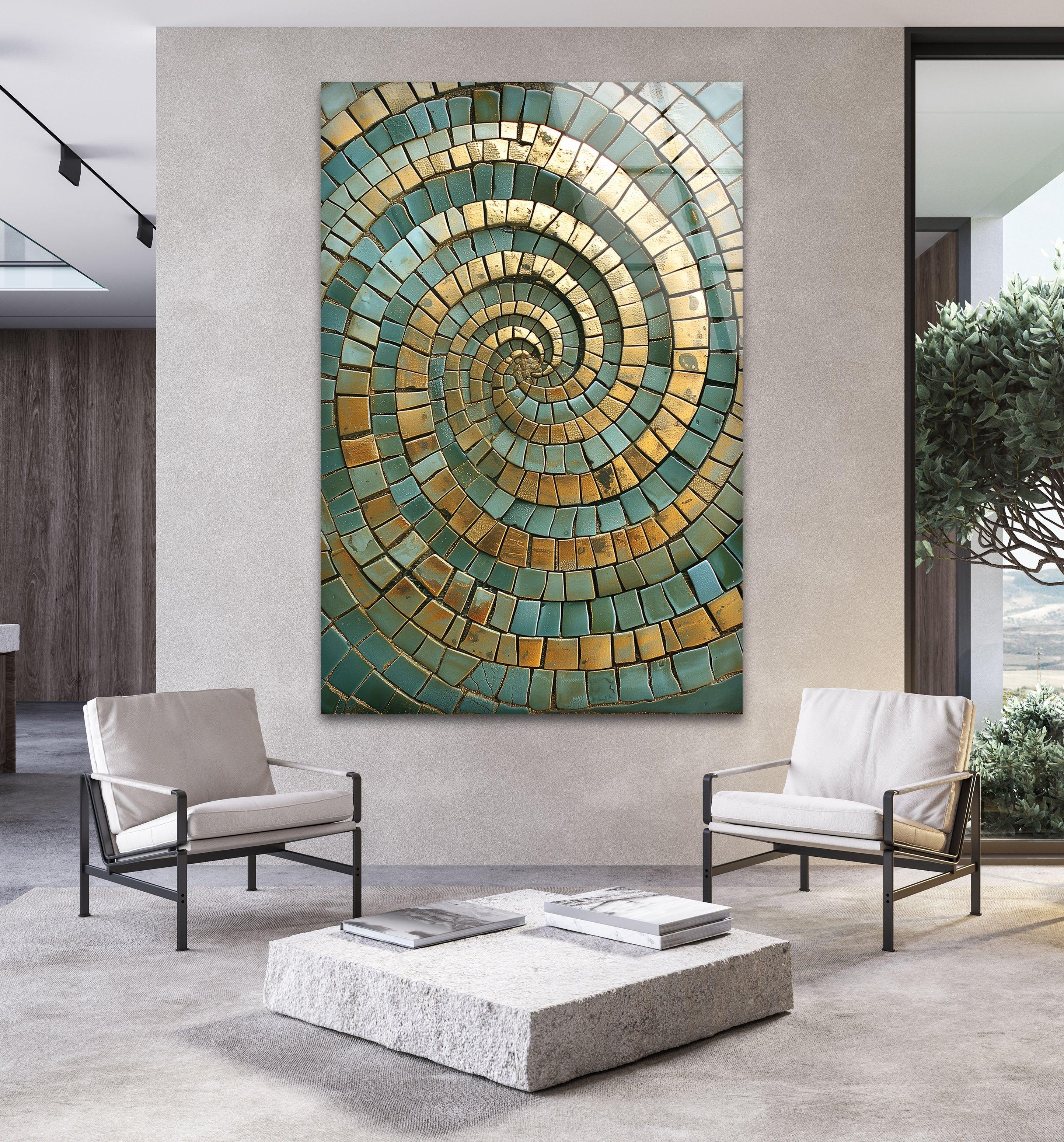 MyPhotoStation: Golden Spiral Design Mosaic Tempered Glass Wall Art