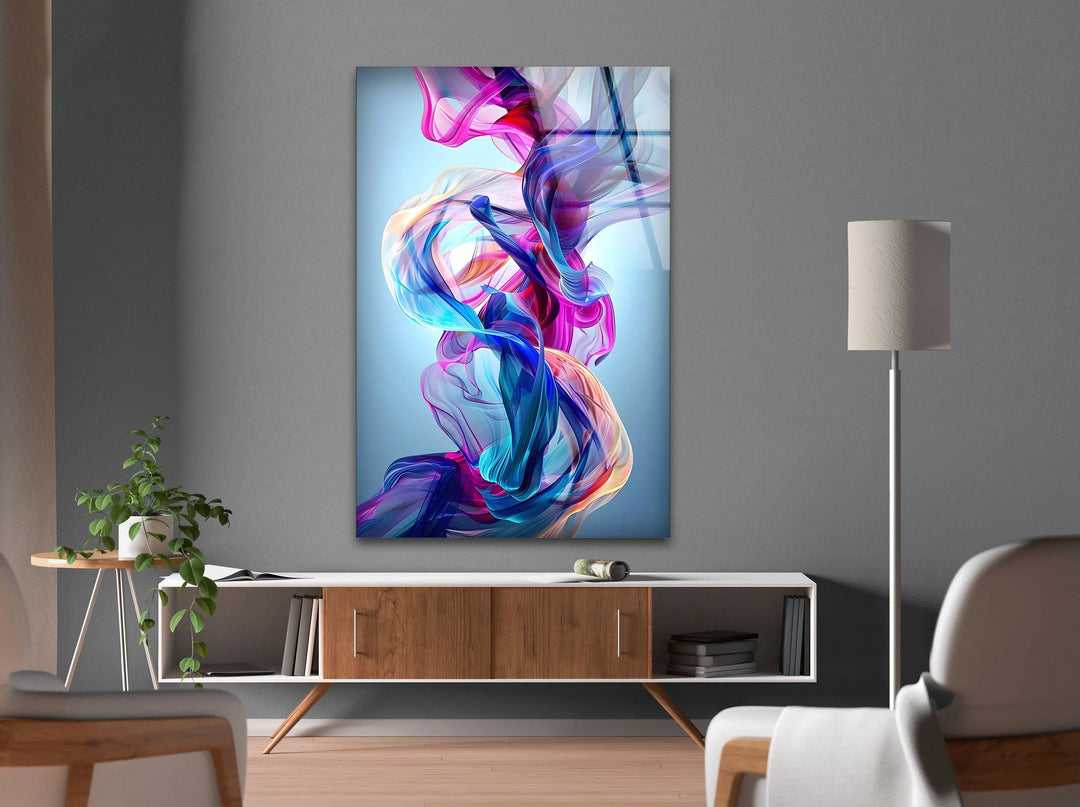 Colored Pink and Blue Fractal Glass Wall Art picture on glass wall art, photos printed on glass