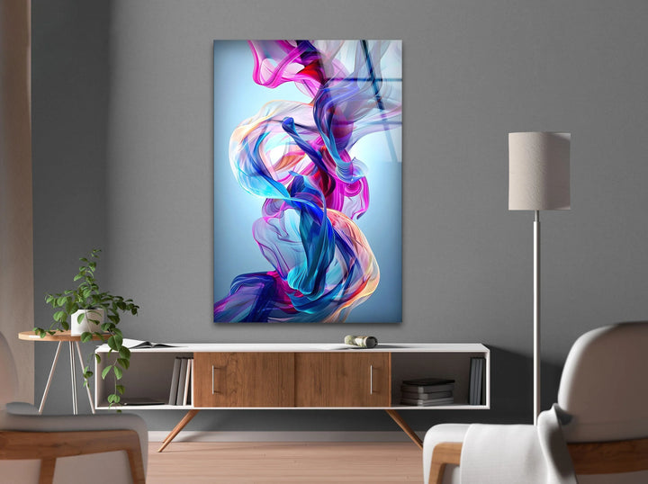 Colored Pink and Blue Fractal Glass Wall Art picture on glass wall art, photos printed on glass