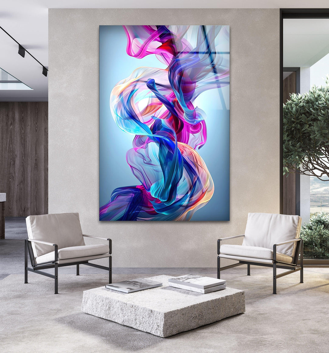 Colored Pink and Blue Fractal Glass Wall Art glass image printing, glass prints from photos