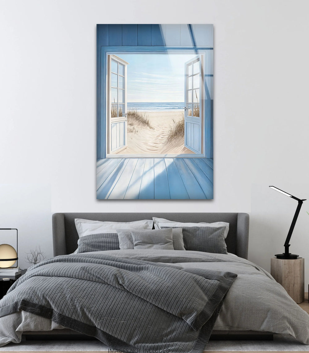 Blue Retreat – Open Beach View Glass Wall Art - MyPhotoStation