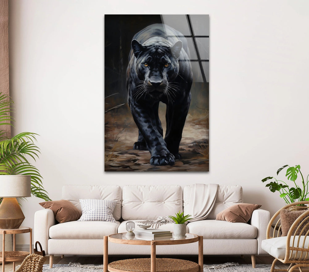 Black Puma Glass Wall Art art glass wall art, glass wall art pictures