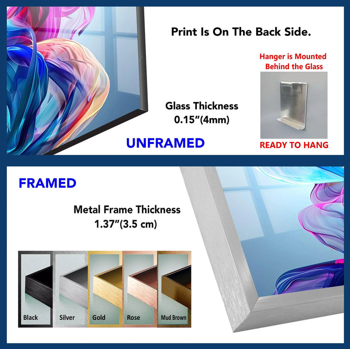 Colored Pink & Blue Fractal Glass Wall Art - MyPhotoStation