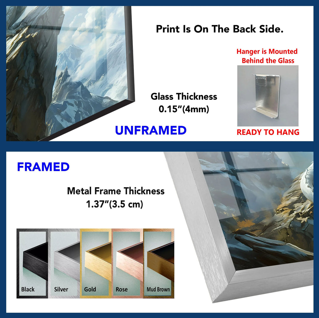 Celestial White Dragon: A Majestic Creature Soaring Above the Mountains on Glass Wall Art - MyPhotoStation