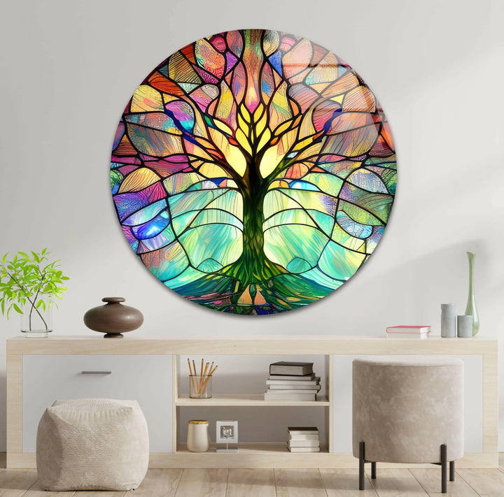 Stained Tree of Life Glass Wall Art Our beautiful Glass Wall Art is sure to make your living places look better. It's made to add color, style, and elegance to any room. Our glass wall art has something for every taste and style of decor, whether you want to add a touch of modern luxury or bright creativity.