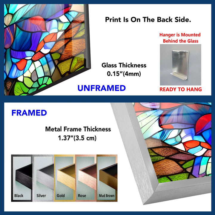 Lotus Flower Stained Glass Wall Art, custom glass pictures, glass art prints