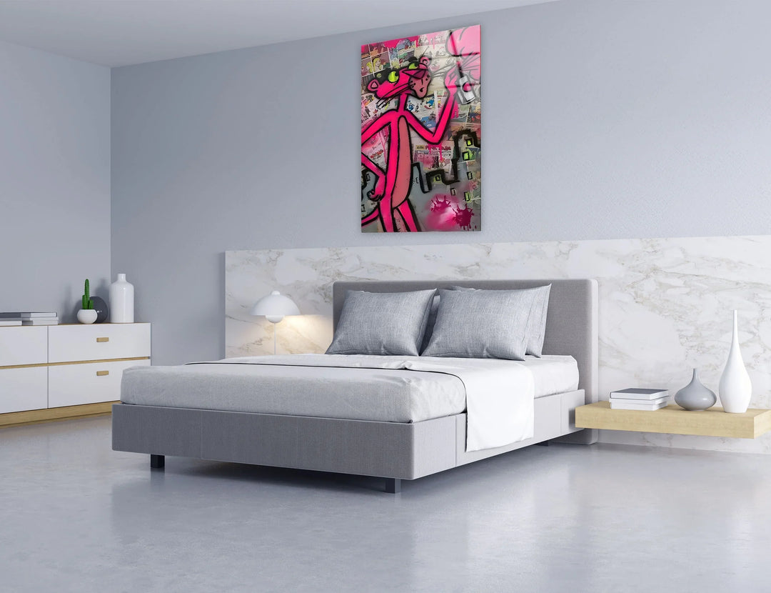 Vibrant Pink Street Art Glass Wall Art print on glass, glass printed photos