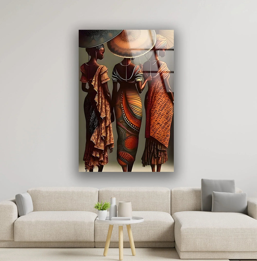 African Womans with Umbrella Glass Wall Art glass photo prints, glass picture prints