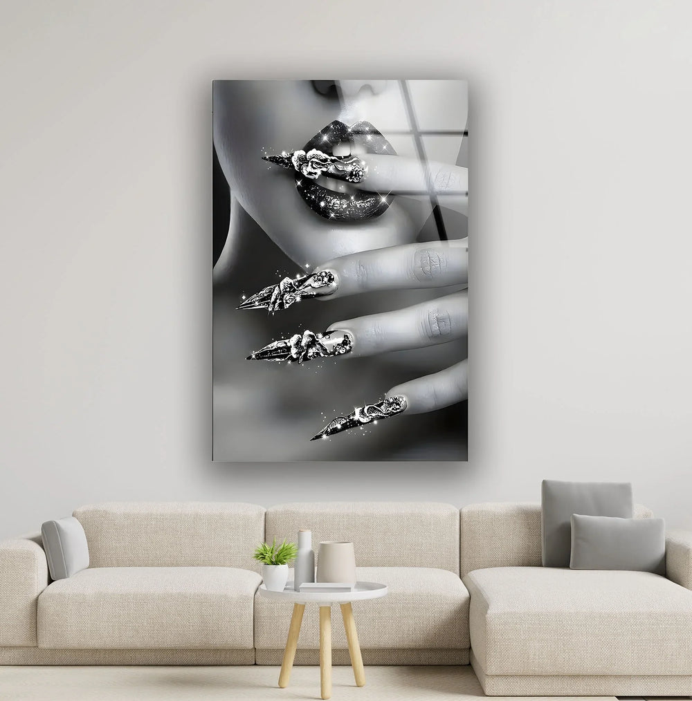 Shiny Nails Woman Glass Wall Art glass wall decor, glass wall art decor