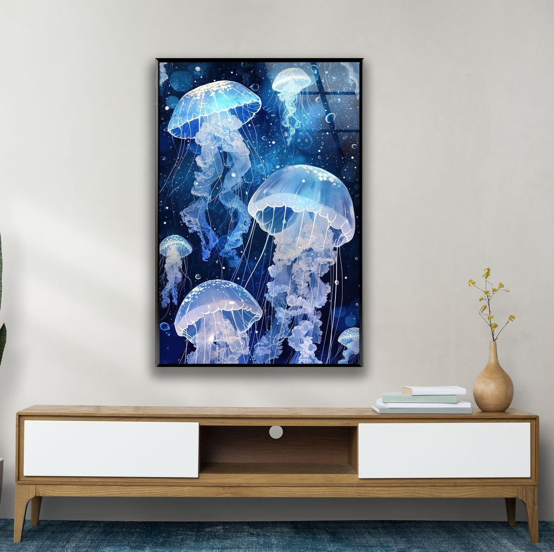 Arctic Jellyfishes Glass Wall Art picture on glass wall art, photos printed on glass