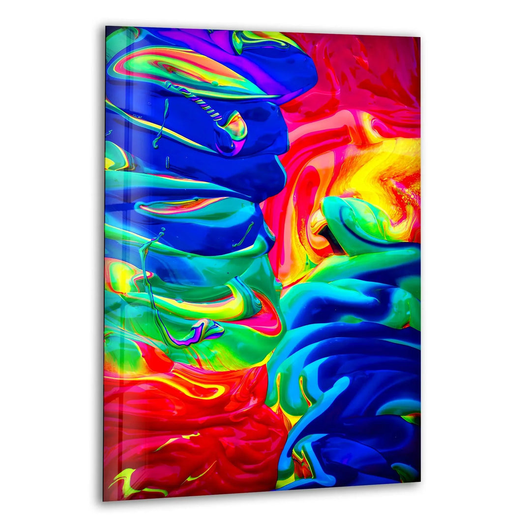 Multicolored Paint Drippings Abstract Glass Wall Art - MyPhotoStation