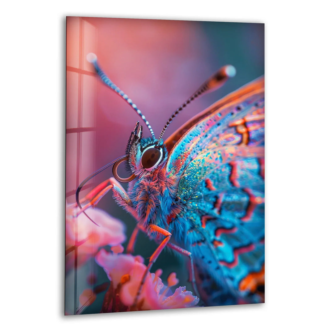 Pink Riodinidae Glass Wall Art stained glass wall art, stained glass wall decor