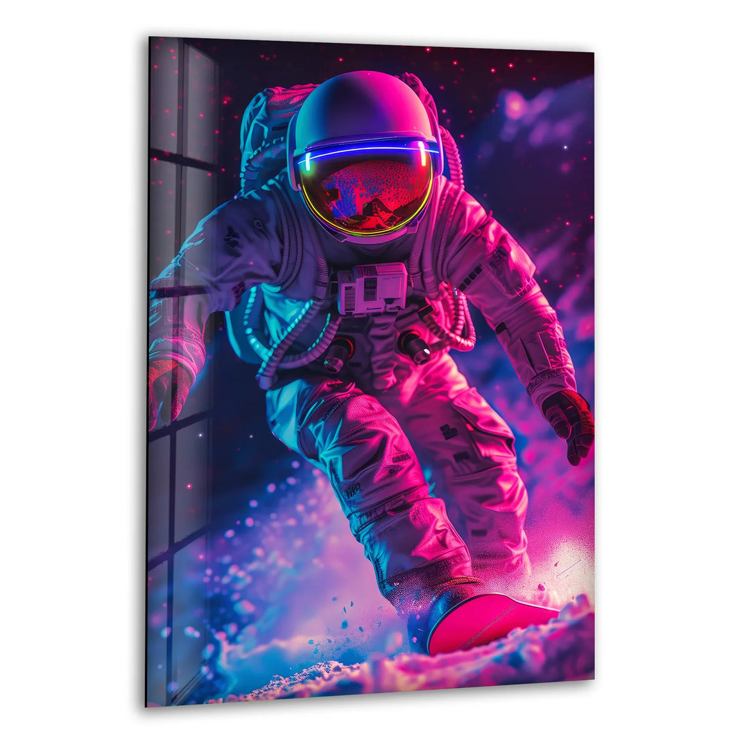 Astronaut in Pink Space Glass Wall Art glass wall decor, glass wall art decor