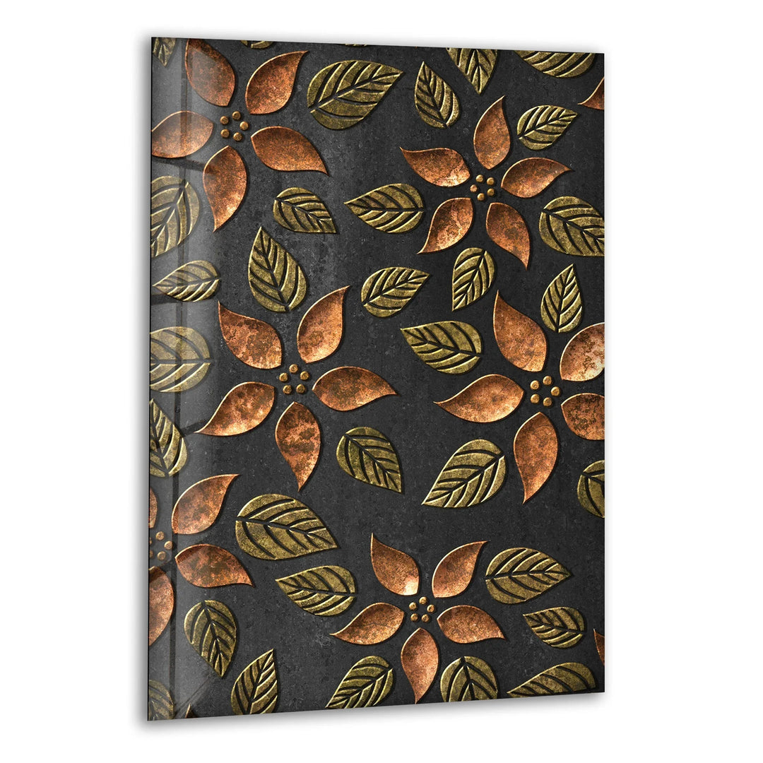 Copper Leaves Abstract Glass Wall Art art glass wall art, glass wall art pictures