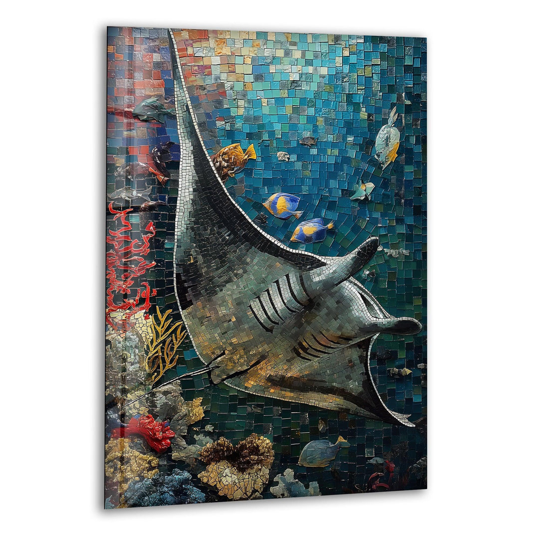 Mosaic Stingray Glass Wall Art Glass Printing Wall Art, Print photos on glass