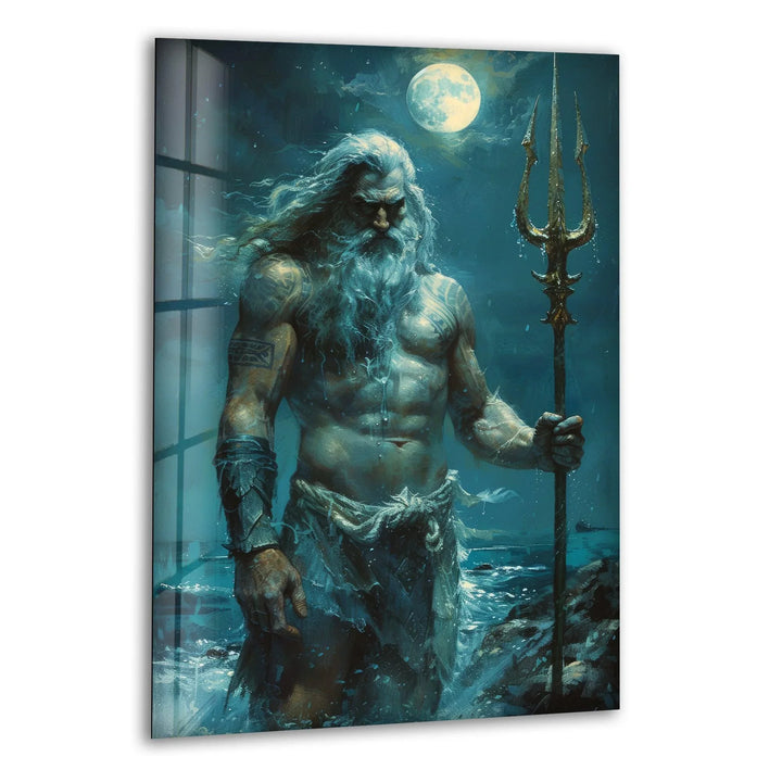 Poseidon Glass Wall Art print picture on glass, Tempered Glass Wall Art