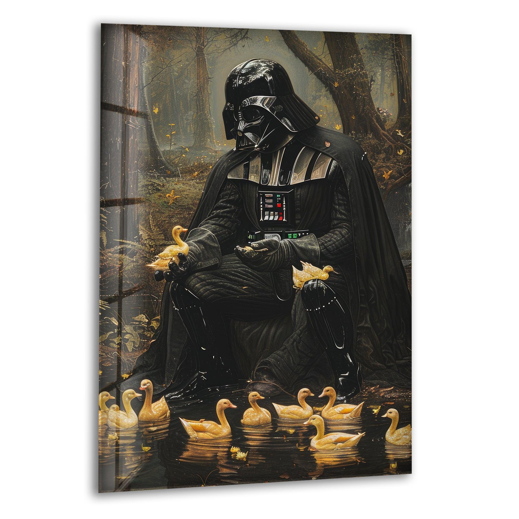 Galactic Warrior Feeding Playing with Ducks Glass Wall Art, print on glass, glass printed photos