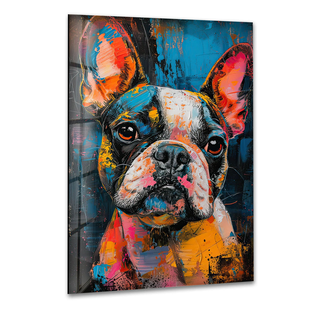 French Bulldog Colored Glass Wall Art print picture on glass, Tempered Glass Wall Art