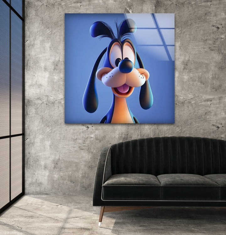 Cheerful Pup Glass Wall Artcustom glass pictures, glass art prints