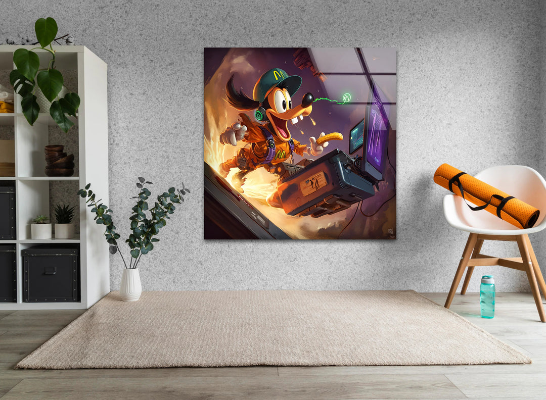 Funky Cartoon Gamer Glass Wall Art glass image printing, glass prints from photos