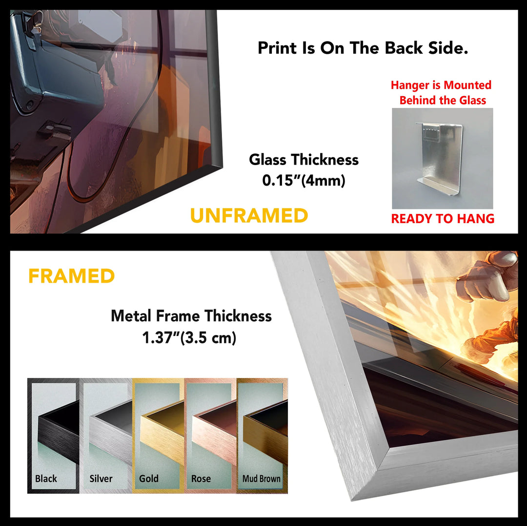 Funky Cartoon Gamer Glass Wall Art – Neon Digital Style