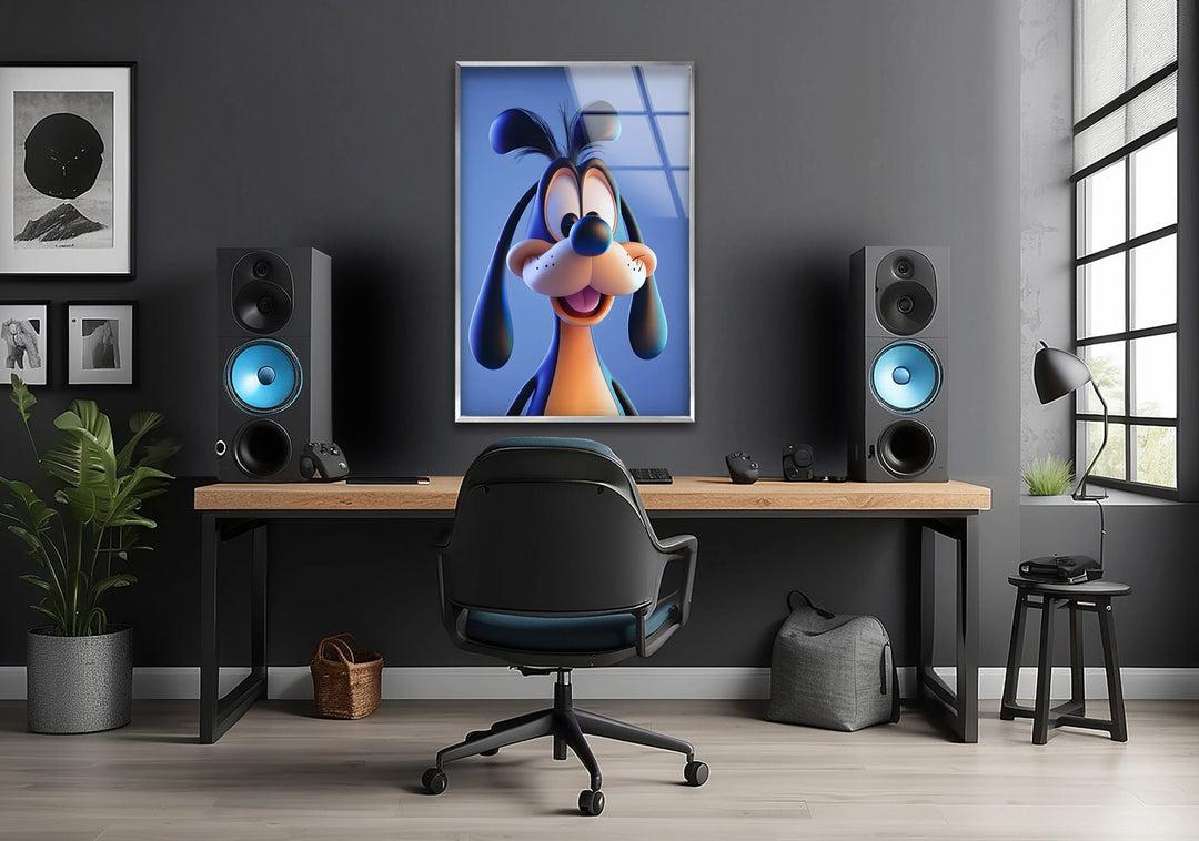 Cheerful Pup Glass Wall Art picture on glass wall art, photos printed on glass
