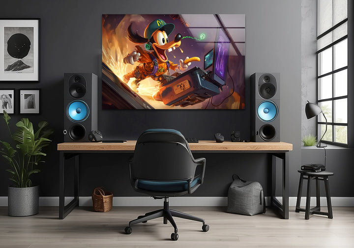 Funky Cartoon Gamer Glass Wall Art custom glass pictures, glass art prints