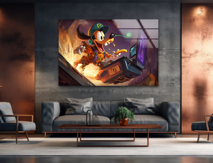Funky Cartoon Gamer Glass Wall Art photo print on glass, prints on glass wall art