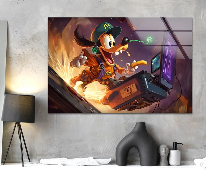 Funky Cartoon Gamer Glass Wall Art stained glass wall art, stained glass wall decor