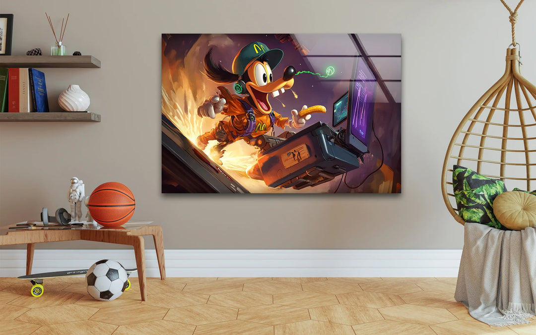 Funky Cartoon Gamer Glass Wall Art glass art painting, glass art for the Wall