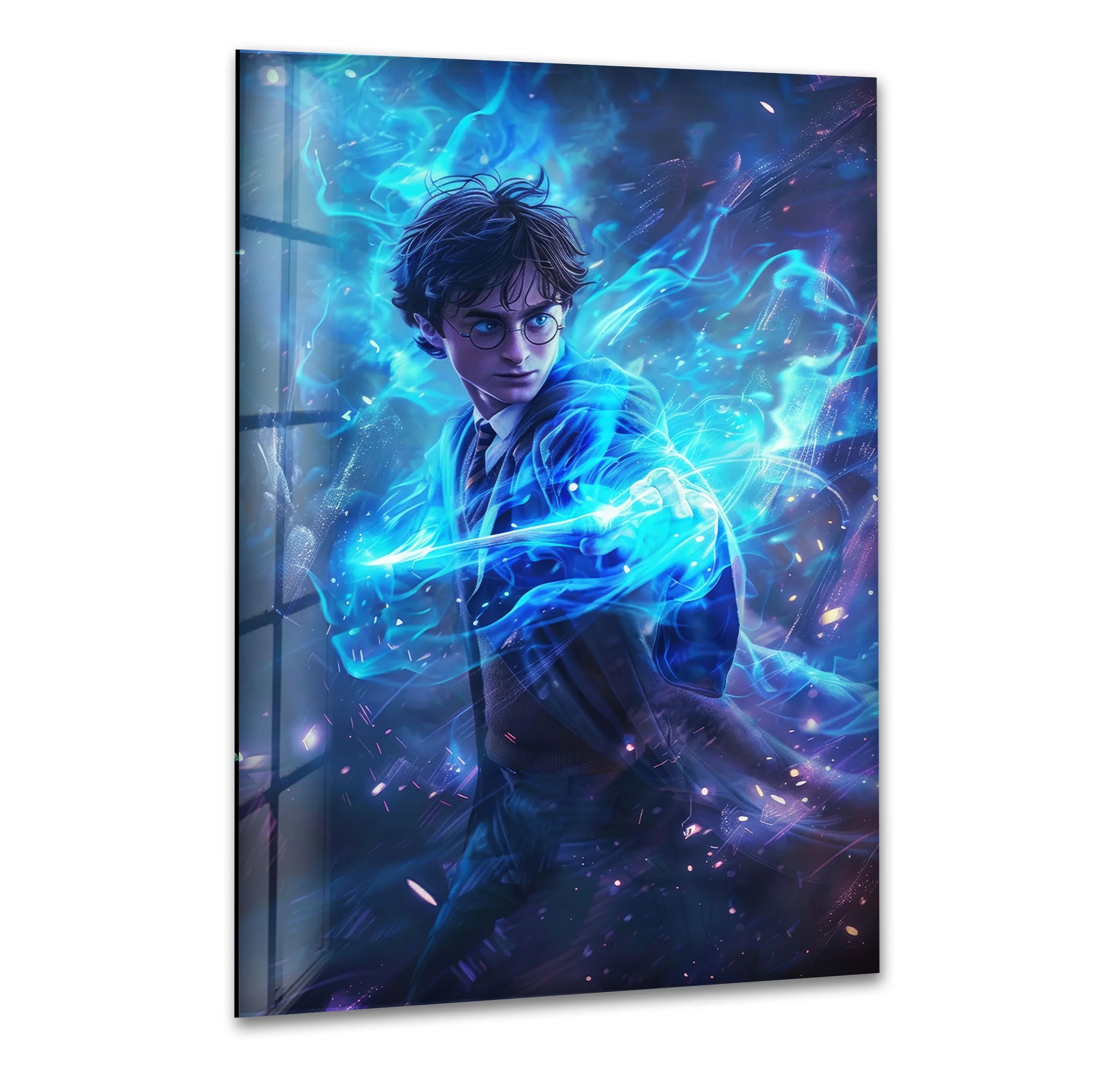 Magical Wizard Energy Lightning Glass Wall Art glass pictures for Wall, glass prints wall art