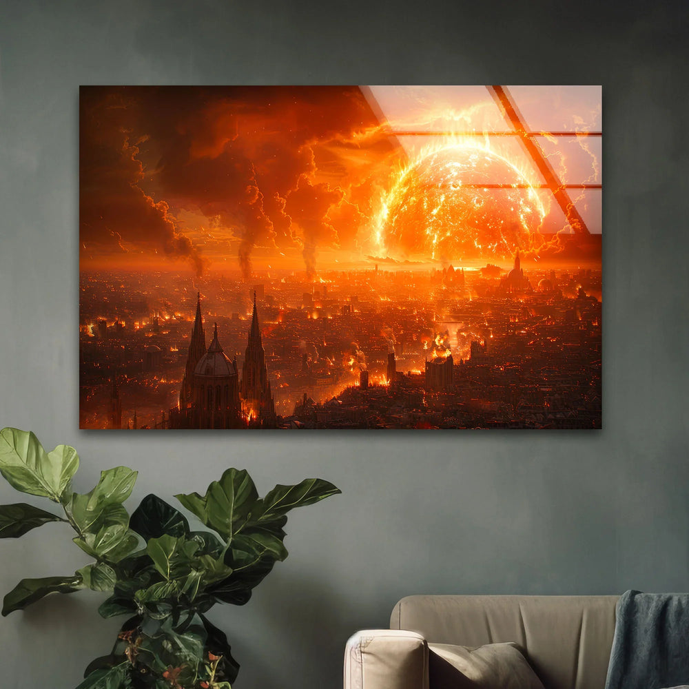Atomic Bomb Glass Wall Art print picture on glass, Tempered Glass Wall Art