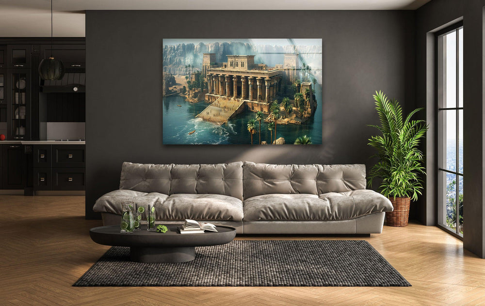 Sobeks Home in Egypt Glass Wall Art, glass wall decor, glass wall art decor