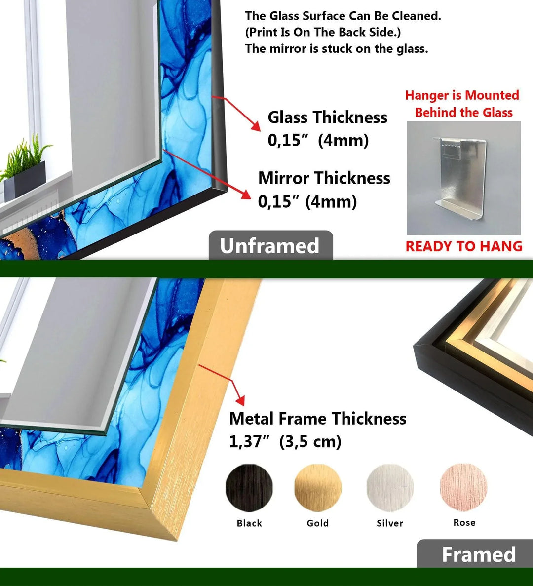 Stained Blue White Wall Mirror - MyPhotoStation