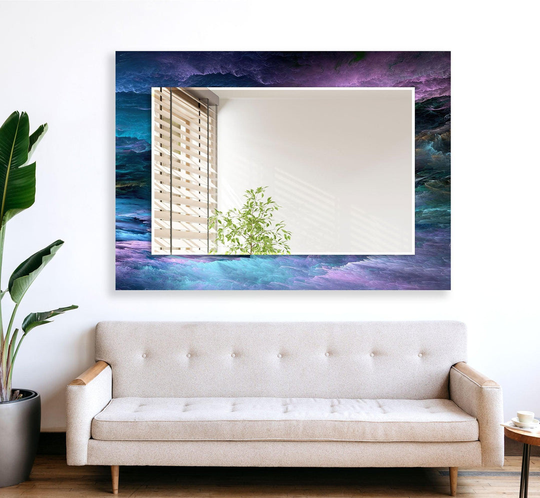 Blue and Purple Wall Mirrors black frame mirror