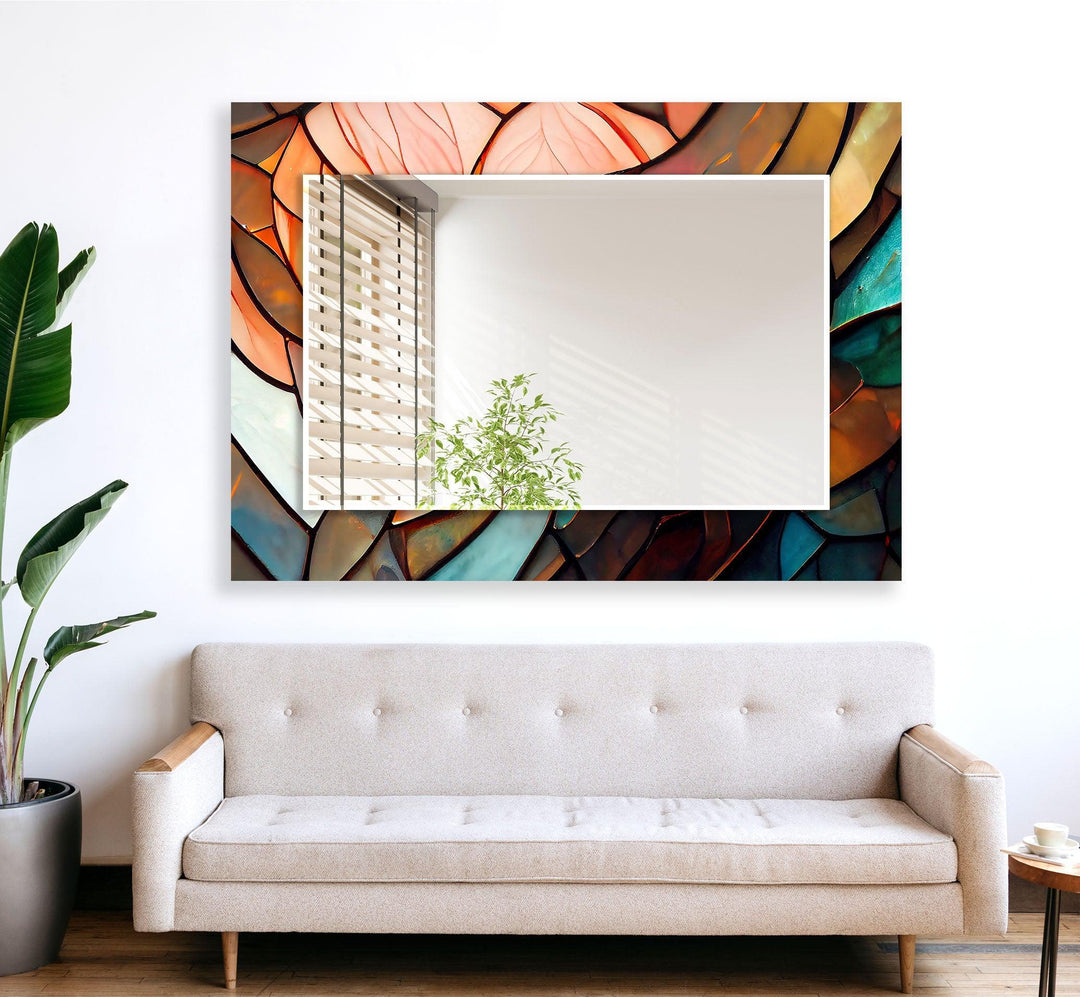 Pastel Colors Stained Wall Mirror Long Wall Mirror