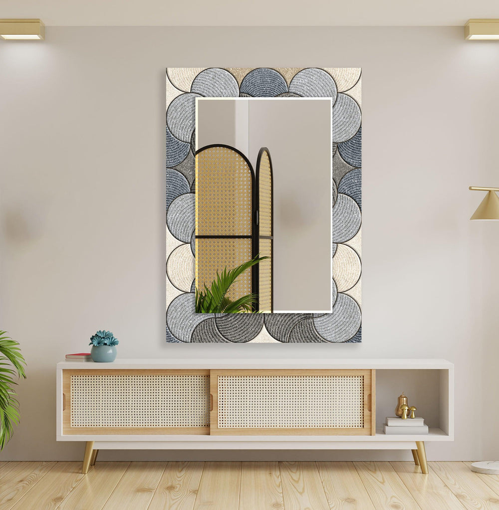 Grey Circles Details Wall Mirror Square Mirror