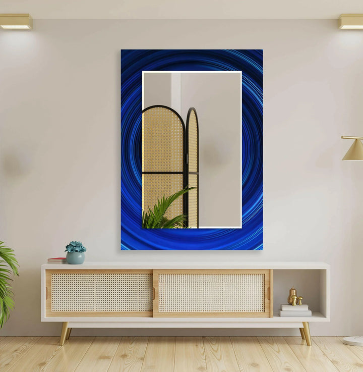 Blue Wall Mirror white mirror