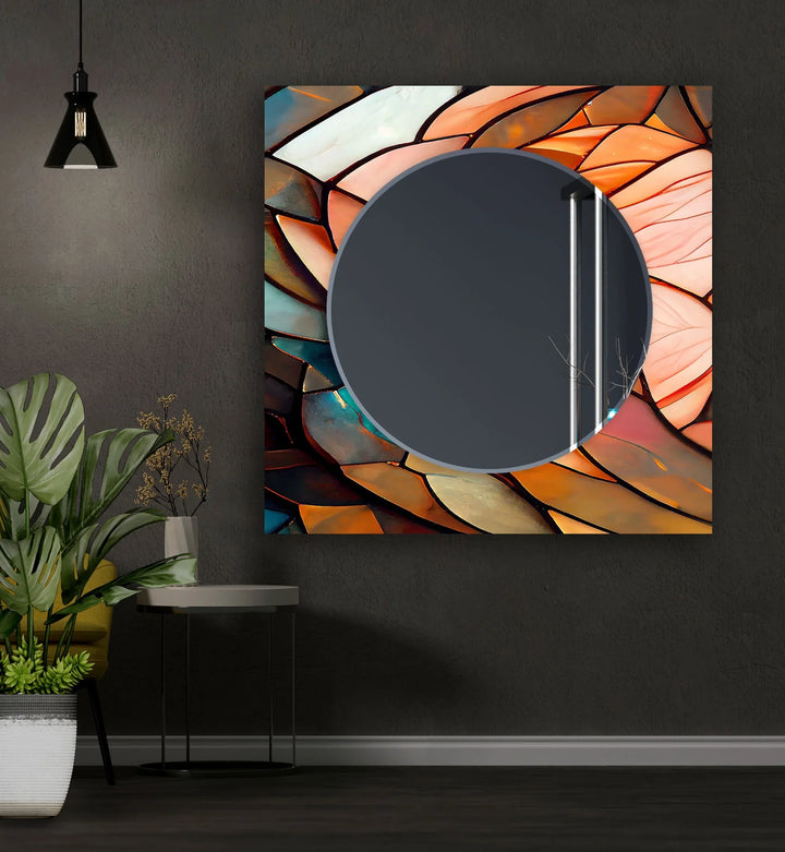 Pastel Colors Stained Wall Mirror Modern Wall Mirror