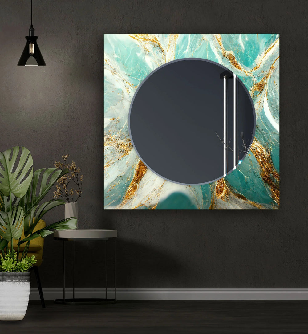 Green & White Golden Wall Mirror Wood Mirror