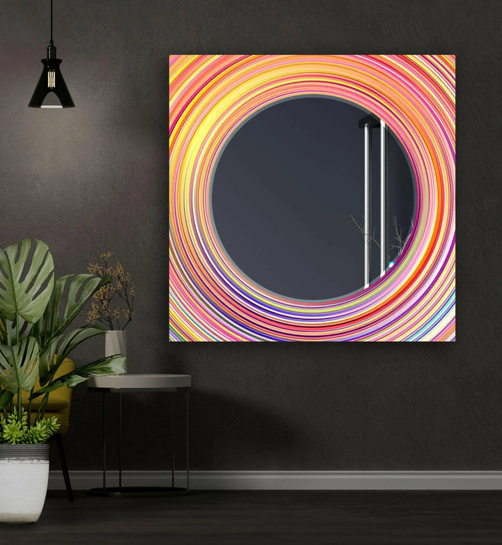 Orange Circle Round Wall Mirror Huge Wall Mirror