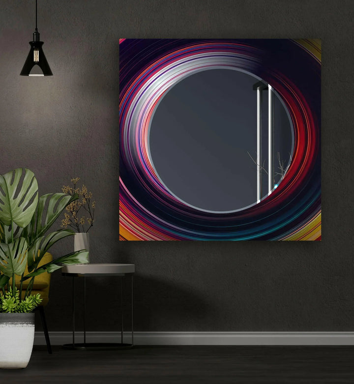 Red Silver Round Wall Mirror oversized wall mirrors