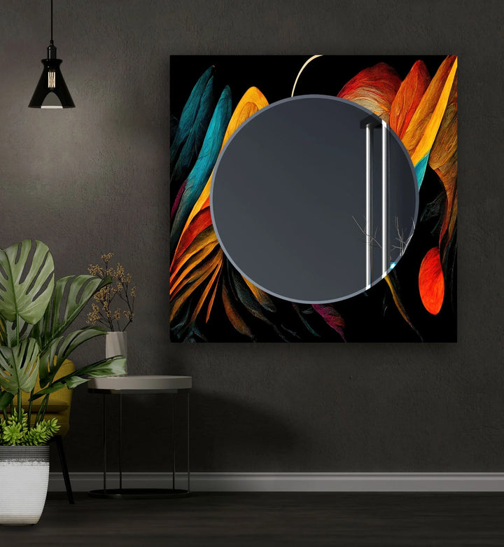 Orange Lines Abstract Wall Mirror Large Mirror