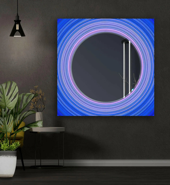 Light Purple Round Wall Mirror Marble Mirror