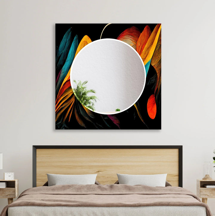 Orange Lines Abstract Wall Mirror Modern Mirror